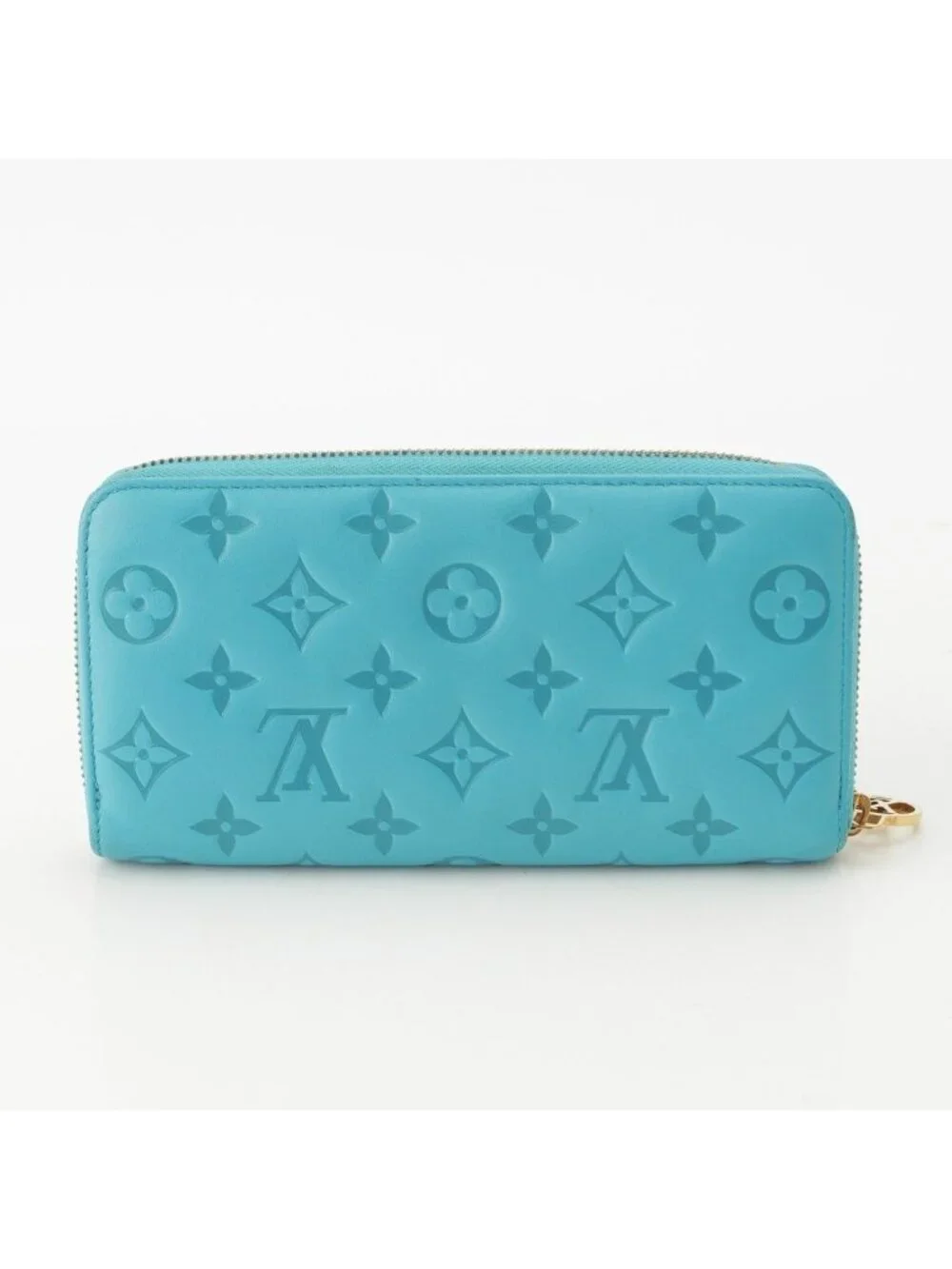 Louis Vuitton Coussin Zippy Monogram Leather Wallet Turquoise Blue